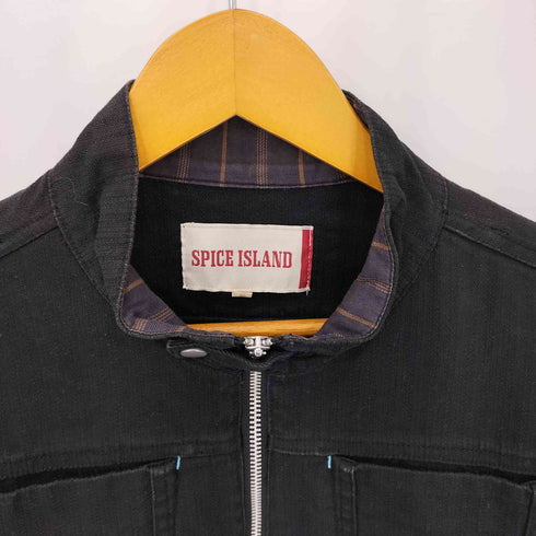 SPICE ISLAND ヘリンボーン柄 ジップアップ スタンドカラー ジャケット Y2K VKEI JAPANESE LABEL メンズ M