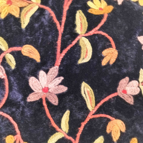 刺繍 ベロアストール レディース