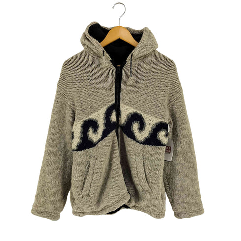 ネパール製 ウールニット ジップアップパーカー メンズ import:M