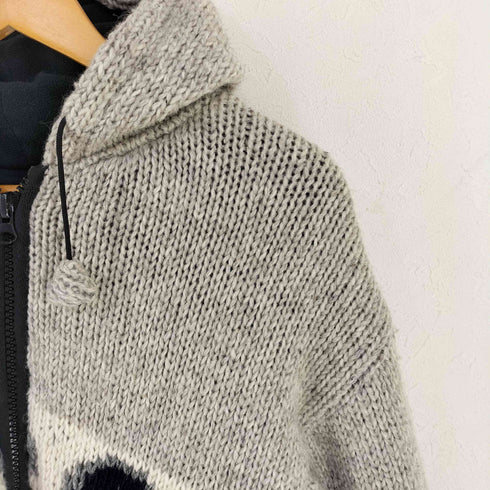 ネパール製 ウールニット ジップアップパーカー メンズ import:M