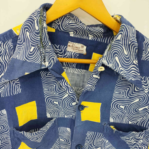 MOHAWK Sportwear 50s 開襟 コットン ロングスリーブ アロハシャツ メンズ import:XL