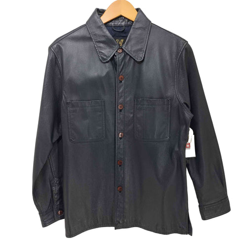 ヴァレンティノクリスティー valentino christy 豚革 ピッグレザー 丸襟 レザーシャツジャケット レディース import:S