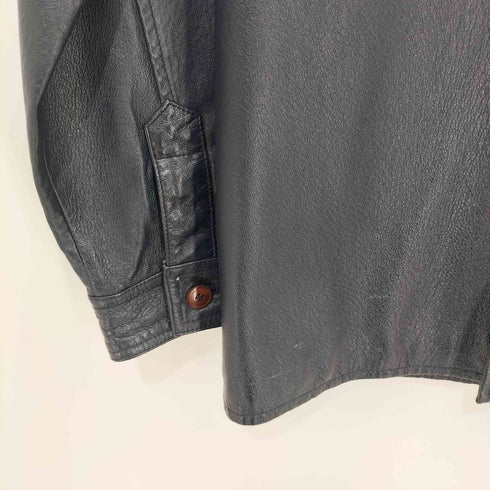 ヴァレンティノクリスティー valentino christy 豚革 ピッグレザー 丸襟 レザーシャツジャケット レディース import:S