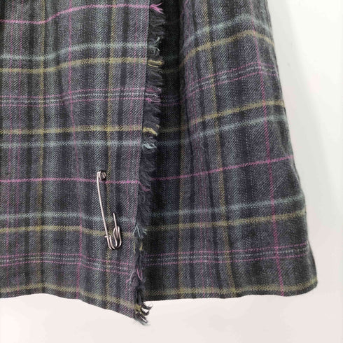 ローラアシュレイ LAURA ASHLEY ウールチェック柄 ラップスカート レディース 9