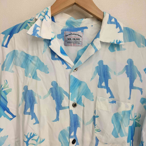ミスターオリーブ MR.OLIVE S/S 総柄オープンカラーシャツ メンズ import:M