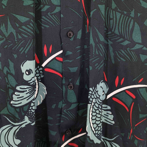 ザラ ZARA L/S 和柄 オーバーサイズシャツ メンズ import:M