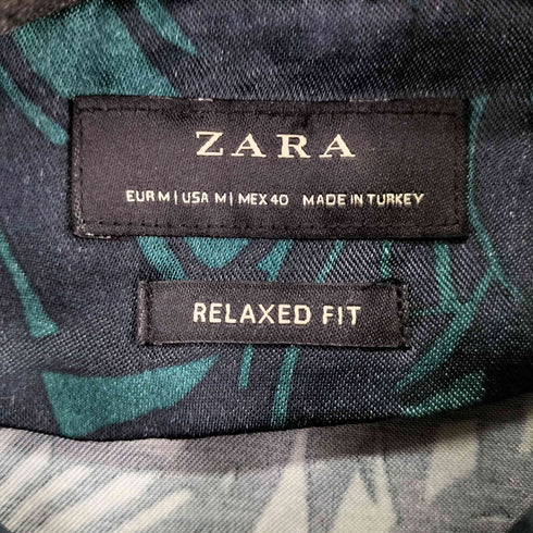 ザラ ZARA L/S 和柄 オーバーサイズシャツ メンズ import:M