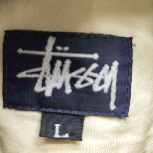 ステューシー Stussy 90S-00S 紺タグ USA製 OLD L/S コットン ワーク シャツ U.S.A 1980 比翼 ボタン メンズ import:L