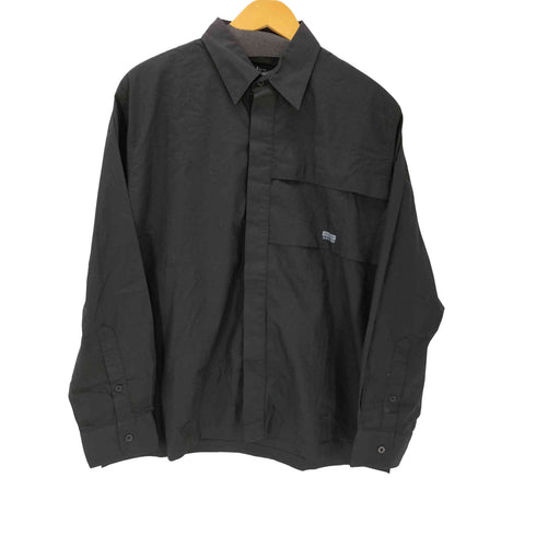 ステューシー Stussy 90S-00S 紺タグ USA製 OLD L/S コットン ワーク シャツ U.S.A 1980 比翼 ボタン メンズ import:L