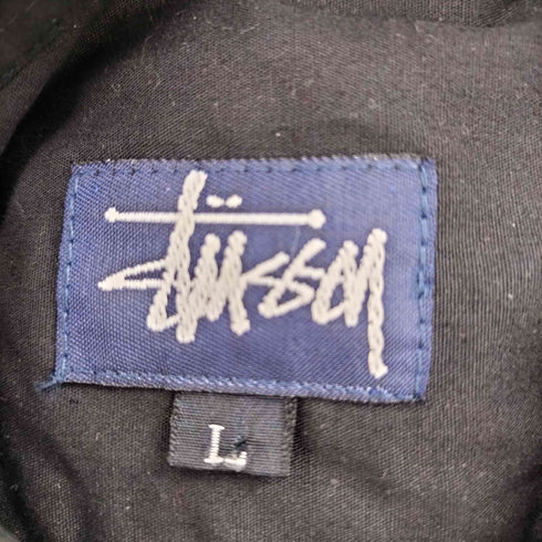 ステューシー Stussy 90S-00S 紺タグ USA製 OLD L/S コットン ワーク シャツ U.S.A 1980 比翼 ボタン メンズ import:L