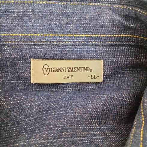 ヴァレンティノガラヴァーニ VALENTINO GARAVANI オープンカラー インディゴデニムシャツ メンズ LL