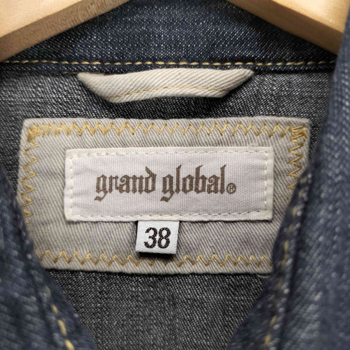 GNAND GLOBAL スナップボタンインディゴデニムシャツ メンズ