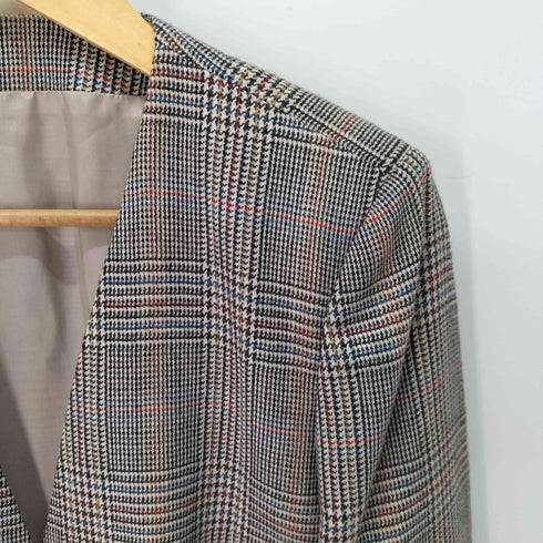 バーバリーズ BURBERRYS グレンチェック バックギャザー ノーカラーテーラードジャケット レディース