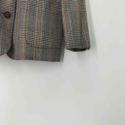 バーバリーズ BURBERRYS グレンチェック バックギャザー ノーカラーテーラードジャケット レディース