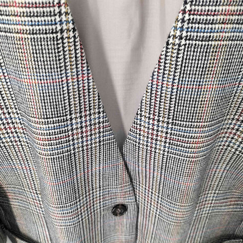 バーバリーズ BURBERRYS グレンチェック バックギャザー ノーカラーテーラードジャケット レディース