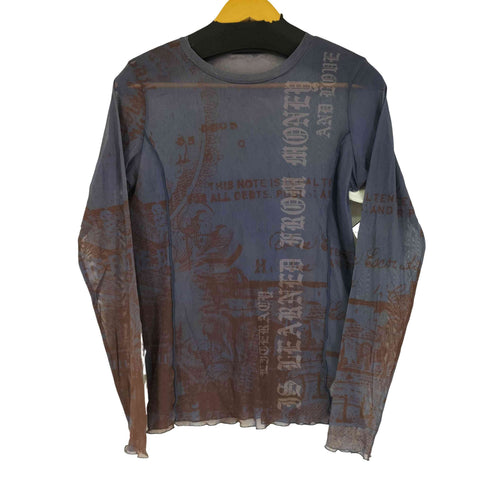 L/S 総柄シースルートップス レディース