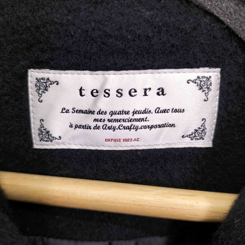 TESSERA カシミア混 アシンメトリーデザインコート レディース