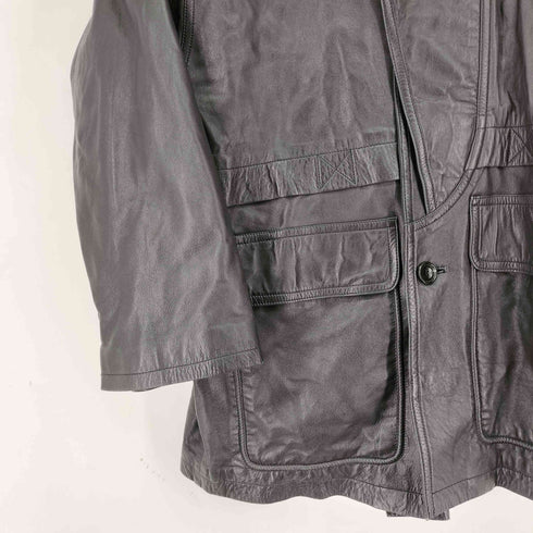 デザインレザーカーコート メンズ