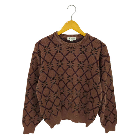 ザスコッチハウス The Scotch House 総柄デザイン ウール クルーネックニット セーター メンズ M