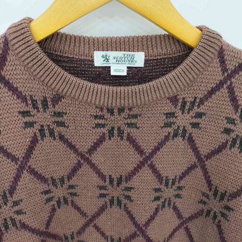 ザスコッチハウス The Scotch House 総柄デザイン ウール クルーネックニット セーター メンズ M