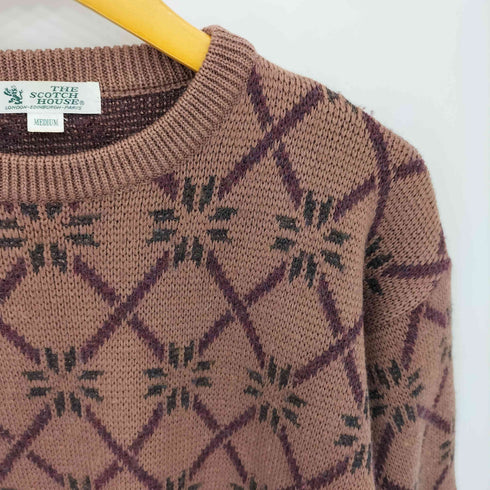 ザスコッチハウス The Scotch House 総柄デザイン ウール クルーネックニット セーター メンズ M
