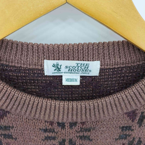 ザスコッチハウス The Scotch House 総柄デザイン ウール クルーネックニット セーター メンズ M
