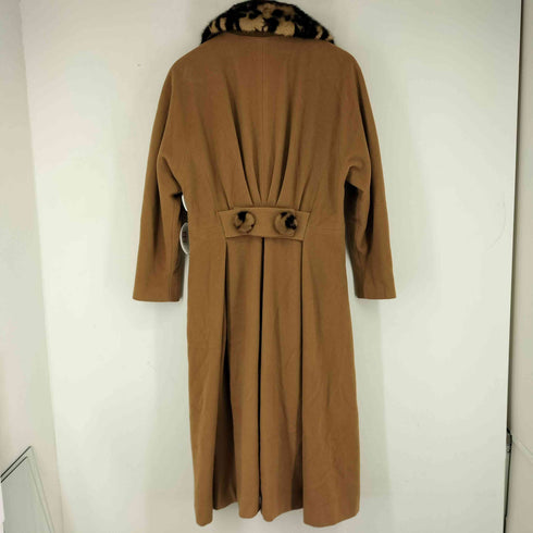 イタリヤ 伊太利屋 カシミア混 リアルファー付き ロングコート レディース 9A2