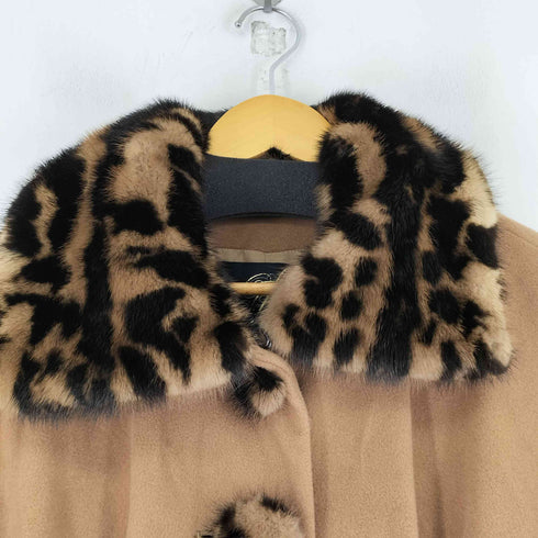 イタリヤ 伊太利屋 カシミア混 リアルファー付き ロングコート レディース 9A2