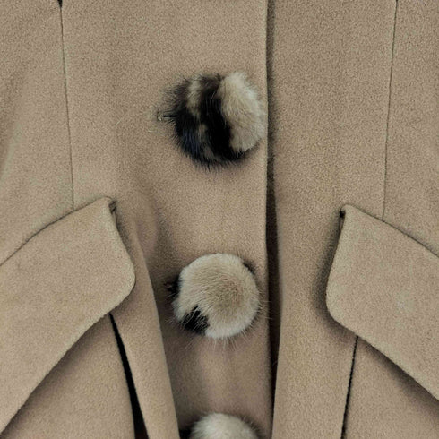 イタリヤ 伊太利屋 カシミア混 リアルファー付き ロングコート レディース 9A2