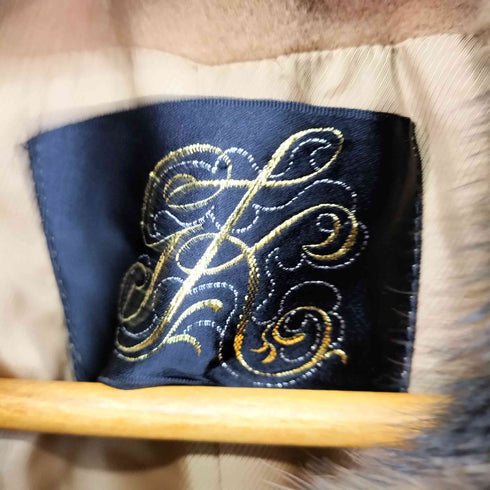 イタリヤ 伊太利屋 カシミア混 リアルファー付き ロングコート レディース 9A2