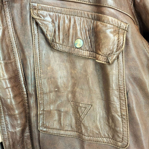 Ambrosiano 90S スペイン製 裏地キルティング シープレザー 比翼 ジャケット メンズ