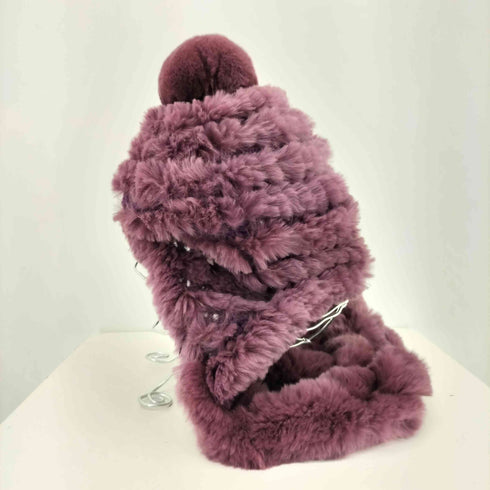 カシラ CA4LA ラビットファー ボンボン付き ニットキャップ ビーニー レディース