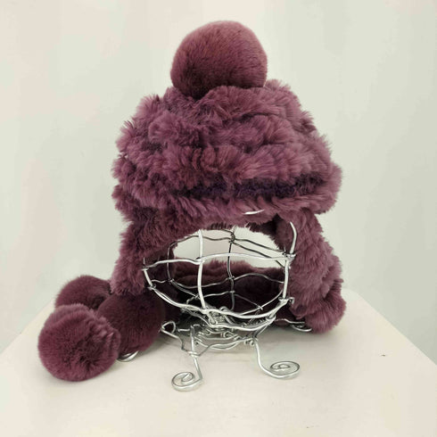 カシラ CA4LA ラビットファー ボンボン付き ニットキャップ ビーニー レディース