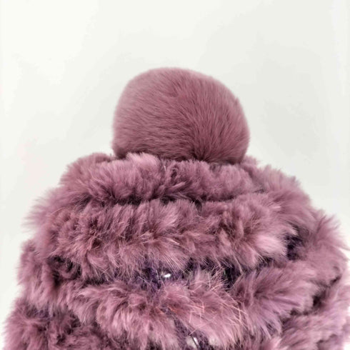 カシラ CA4LA ラビットファー ボンボン付き ニットキャップ ビーニー レディース