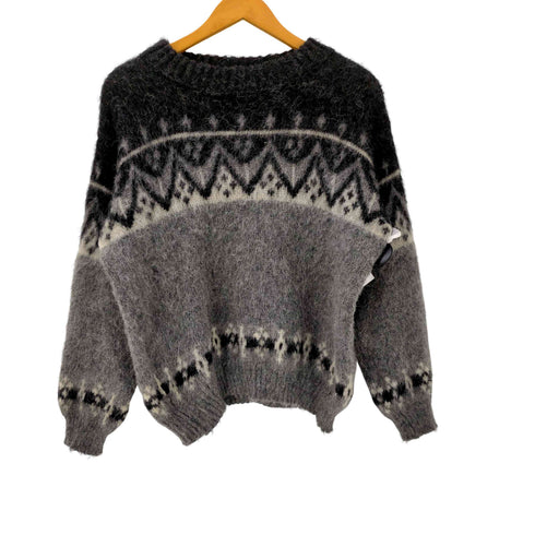 HEKLA KNITTING MILL 70S アイスランド製 ノルディック柄 ウール シャギー ニット セーター 毛長 メンズ EUR:50