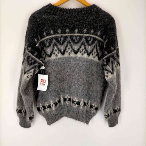 HEKLA KNITTING MILL 70S アイスランド製 ノルディック柄 ウール シャギー ニット セーター 毛長 メンズ EUR:50