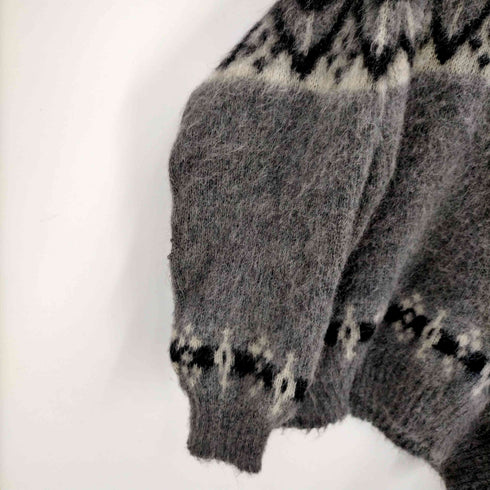 HEKLA KNITTING MILL 70S アイスランド製 ノルディック柄 ウール シャギー ニット セーター 毛長 メンズ EUR:50