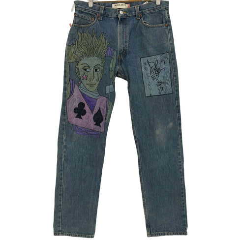 リーバイス Levis 505 リメイク アニメ キャラクター コミック イラスト ペイントストレートデニム メンズ W36L36