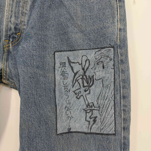 リーバイス Levis 505 リメイク アニメ キャラクター コミック イラスト ペイントストレートデニム メンズ W36L36