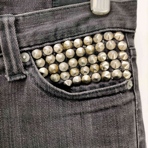 Z VARGAS ザックバルガス スタッズ 装飾 ブラック デニム パンツ Y2K メンズ JPN:S