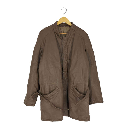 スタンドカラー ベルテッド レザーハーフコート メンズ JPN:52