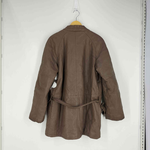 スタンドカラー ベルテッド レザーハーフコート メンズ JPN:52