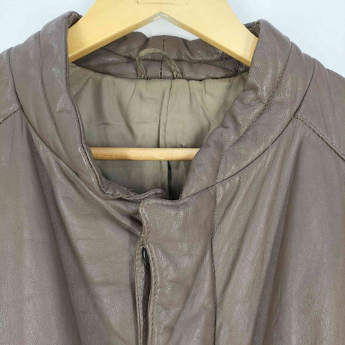 スタンドカラー ベルテッド レザーハーフコート メンズ JPN:52