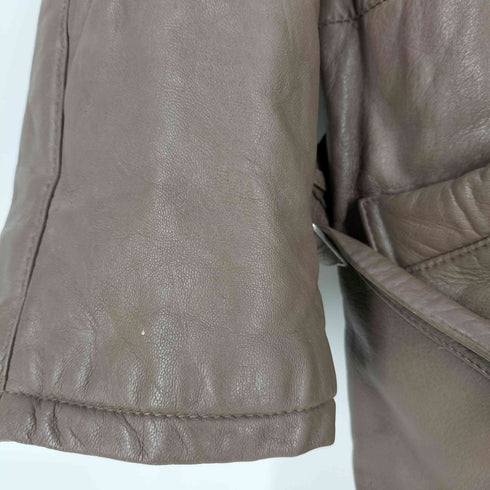 スタンドカラー ベルテッド レザーハーフコート メンズ JPN:52