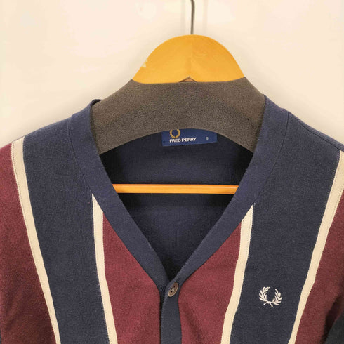 フレッドペリー FRED PERRY コットンシルク 月桂樹ロゴ ストライプカーディガン メンズ import:S