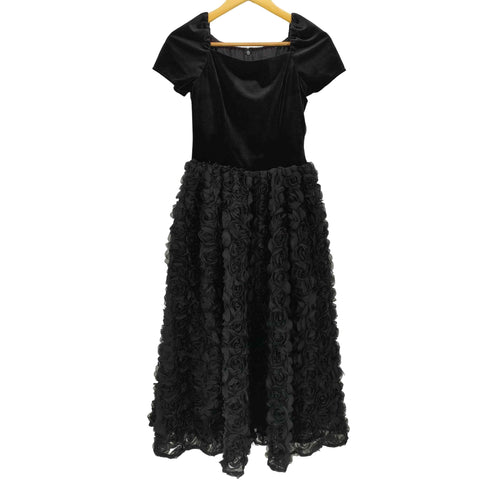 etoll. VELOUR ROSETTE FLARE DRESS ベロア ロゼット フレア ドレス レディース JPN:M