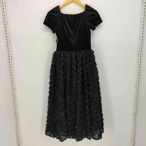 etoll. VELOUR ROSETTE FLARE DRESS ベロア ロゼット フレア ドレス レディース JPN:M