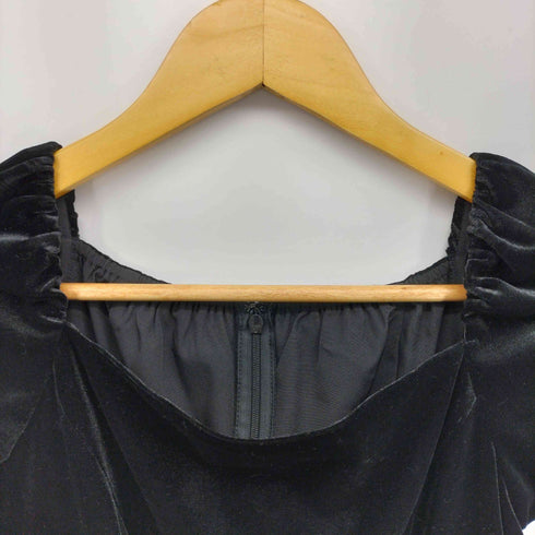 etoll. VELOUR ROSETTE FLARE DRESS ベロア ロゼット フレア ドレス レディース JPN:M