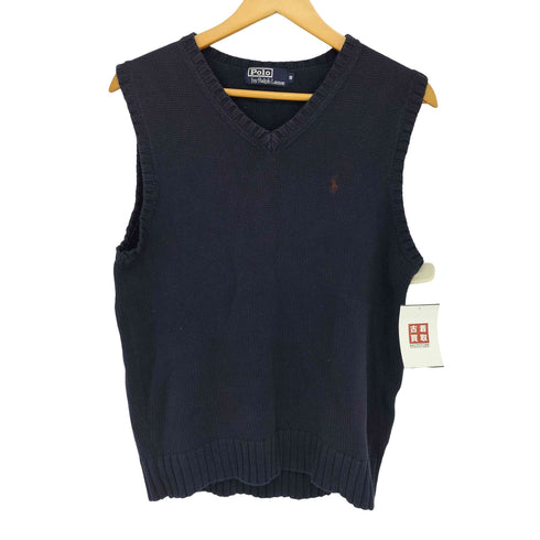 ポロバイラルフローレン Polo by RALPH LAUREN 90s ポニー刺繍 Vネック コットンニットベスト メンズ import:S