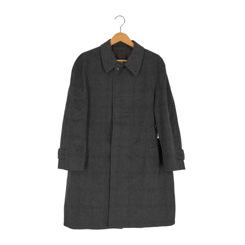 バーバリーズ BURBERRYS 70s イギリス製 比翼 チェック柄 ウール ステンカラーコート メンズ R M